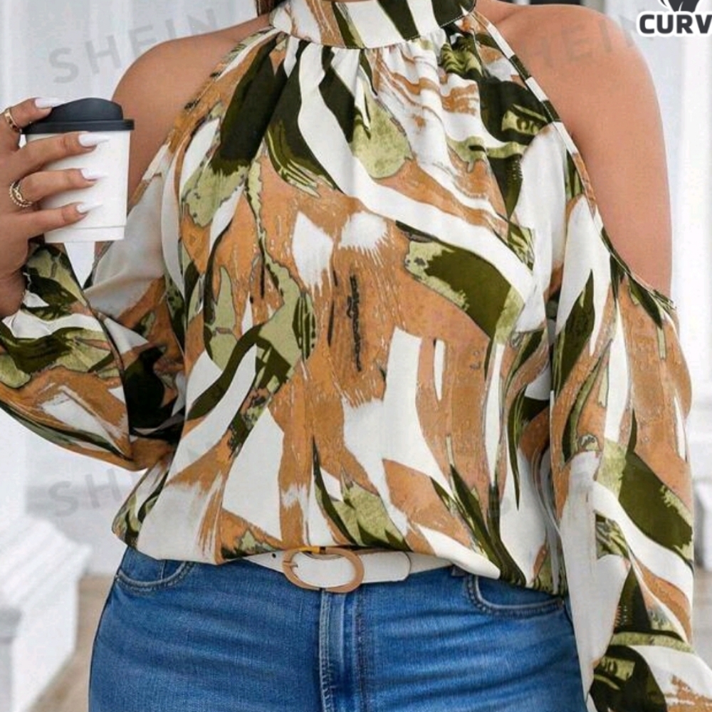 Shein Cold Shoulder Halter Blouse💙